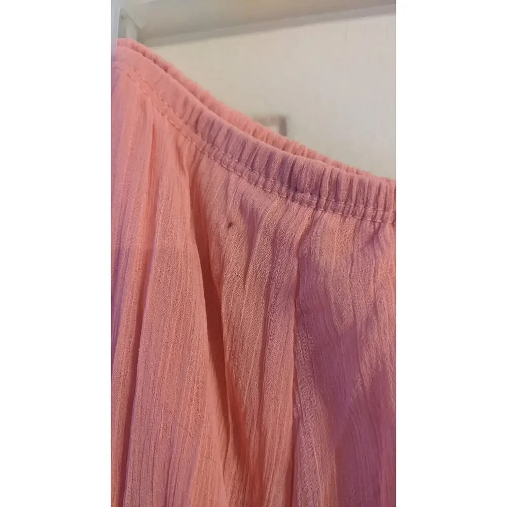 Chiffon Pink Coral Midi Skirt with Liner, Size 16 - Picture 3 of 9